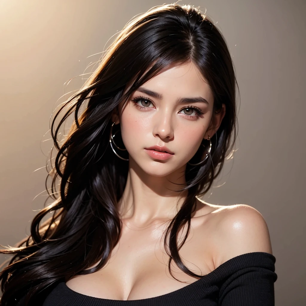 (masterpiece), (portrait), (aesthetic), (beautiful), (upper blody), (high quality), (aesthetic clothings), (professional angle), (rule of thirds), (Feminine), (woman), (female), (beautiful),(feminine features), (25 years), solo, 1 woman, (attractive Egyptian), Summer, Natural light, (Sitting), Dramatic Makeup, (Large bust), (()), (Side face), (Intense expression), ((Mysterious Mood)), Statement Necklace, ((Long hair)), (Black hair), (Wavy hair), (Thick hair), Glossy shine hair, (Hairpin in hair), (Brown eyes), (Exotic and Elegant look), (Olive skin), (casual clothing), (Flowy Dress), (-), (Skirt), Halter Neck neckline), ((Urban city background)), (- in background), (Full Shot shot), beautiful hands, two hands, normal hands, two arms, complete hands, beautiful body, beautiful fingers, normal fingers, five fingers, five fingers, (Thumb index meddle ring little fingers), beautiful ears, normal ears, beautiful eyes, shiny eyes, beautiful mouth, beautiful lips,
