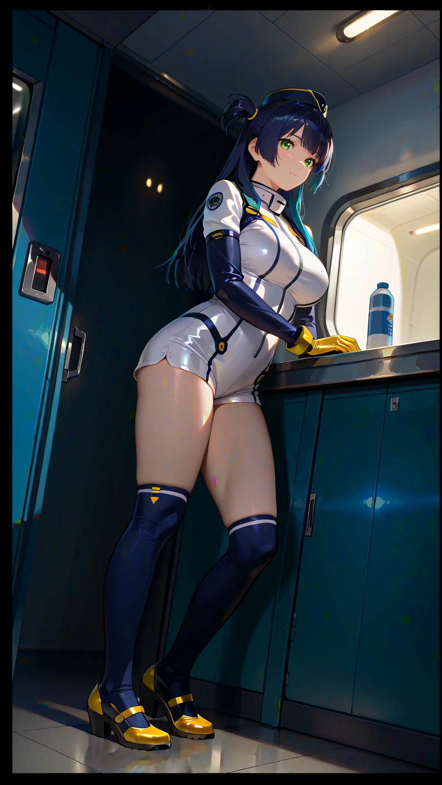 1 23 year old girl in, naked, unclothed, no suit,Mega detail, Flota fuera de la nave espacial naked.、High-tech graphics throughout the costume, premium, masterpiece, pose sexy, perfect body、cute little, Beautiful detailed eyes, shiny hair, EE poster. UU., long light blue hair with black eyes, girl with,, naked,), white_gloves, space boots, space helmet, side lights, Reflectors、Una persona naked está en la esquina inferior izquierda de la foto..、Extend your right hand、the right hand gently touches the Salyut space station)、Space station in the upper right corner of the screen.、reflected light from the sun.、silver metal、Red flag、brilliance、diffuse reflection、metallic texture、distant blue land、 Wick style、Starsea、High profile、
