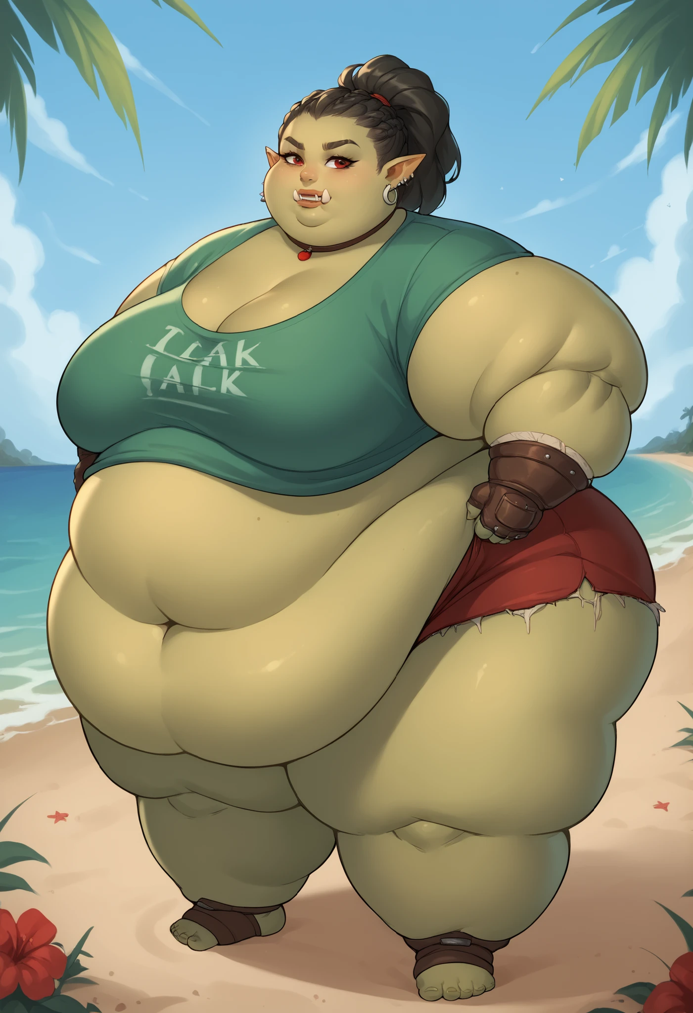 grosse poitrine, cheveux longs, cheveux vivants, , seul,, Muscular girl, Grande femelle, sourire, full body, vest, berserker, warrior, revealing cloths, (1girll), huge tit, Breasts, Conque, Moisturizes skin, ,trpical garden , black and green cheongsa, realistic illumination,top Quority,8K, masterpiece, Muscular female, Muscular, 10 Abs, Elaborate CG artwork, (best qualtiy, exquisite detailing, absolute masterpiece), (Head to Toe Image)), ((Full body image)),(plus size model)), (((mahogany colored dark skin))), ((Short bob cut,Blunt bangs)), (Beautiful mahogany black skin with open legs、One woman in black thong and high heels), (((Light silver hair))), Detailed beautiful mature face, very detailed beautiful face and eyes, (detailed seductive and sharp eyes), (black shiny purple lips)), (black Eye Shadow), blush, (sadistic seductive smile), (Curvaceous), ( unbelievably huge curvaceous hips), (very huge sensual ass), (ridiculously massive thick thighs), (very sweaty skin),