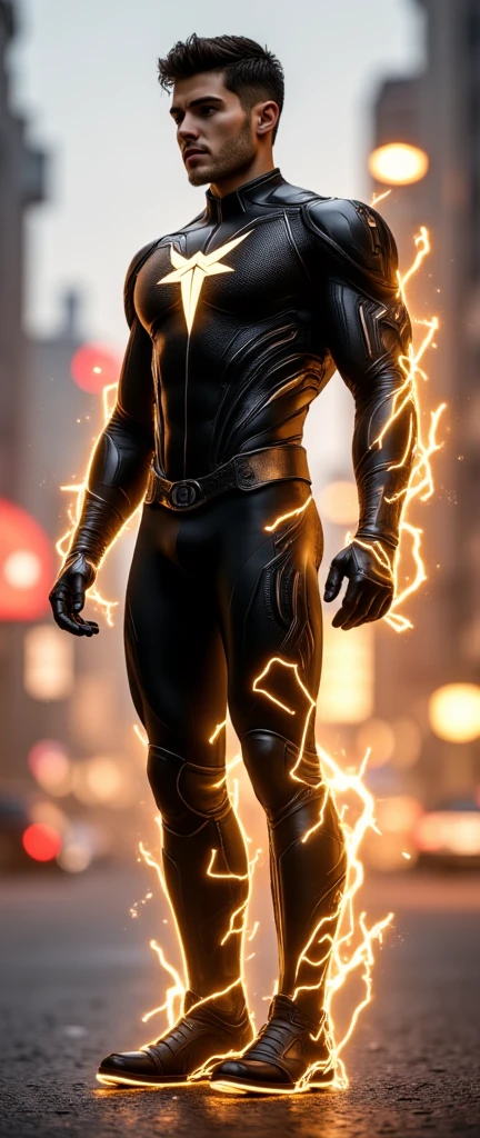 Reverse Flash stands atop a lightning-struck tower, his eyes glowing with malevolent power. His costume is a black and red blur, with a glowing yellow lightning bolt emblazoned on his chest. His hands crackle with electrical energy, ready to unleash his devastating power.