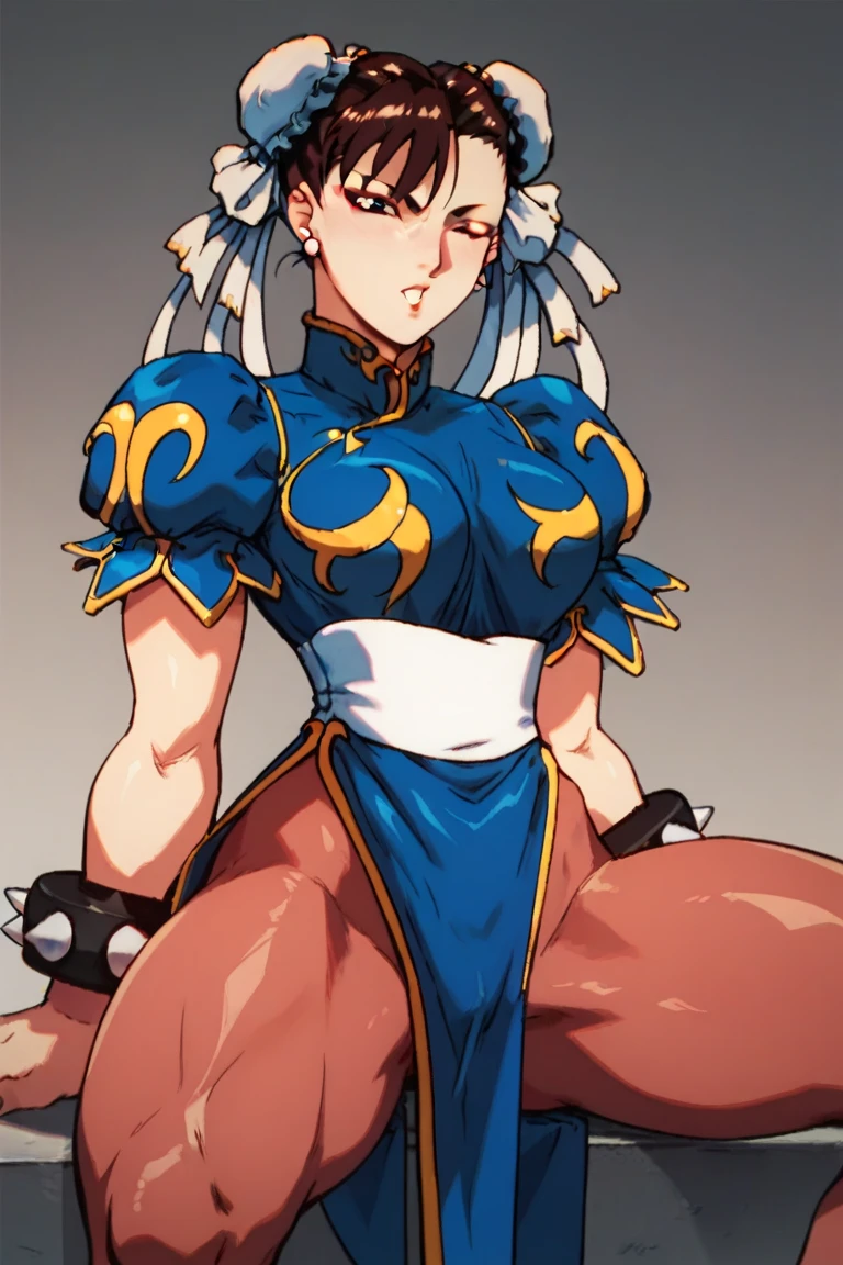 Hyper realistic drawing style, chun-li opening her pussy with her fingers
