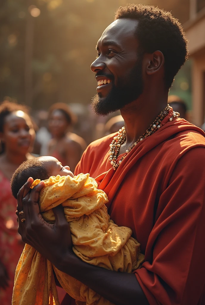 South Indian man having baby in his arm with traditional dress