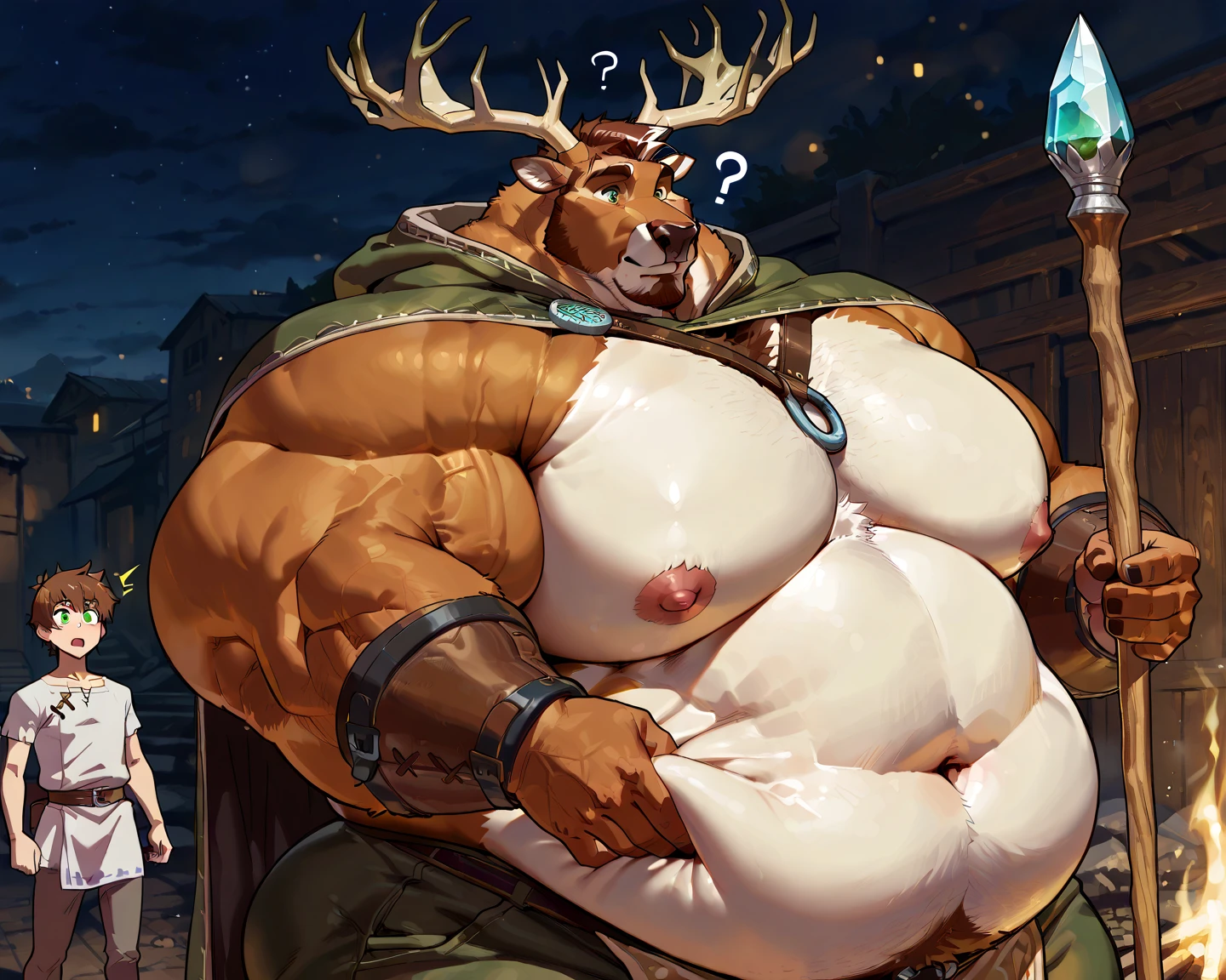 ultra-detailed, masterpiece, masterwork, high quality, best quality, hdr, (nature), posted on e621, (by patto), nsfw, male, solo, ((nude, micropenis, foreskin, perfect balls)), (white body minotaur), hairy dragon, (white chubby body), (long golden hair, yellow eyes), standing, from below, dynamic angle