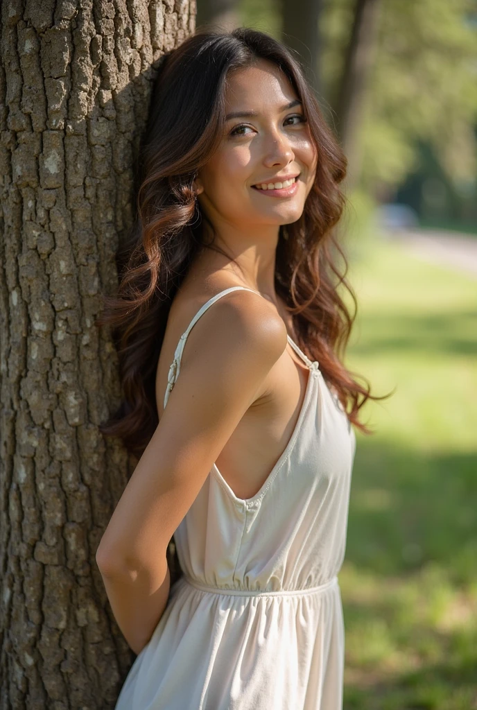 She is a woman, with a slim figure.clear skin. long dark hair, that falls in soft waves to the back, often adorned with colorful ribbons . eyes are deep, light brown. His smile is bright. Regarding his style, prefers to combine colors that reflect his connection with the earth and nature.