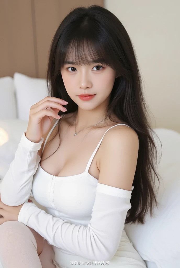 ((Best Picture Quality, 8k, tmasterpiece:1.3)), 1girl, Beautuful Women:1.3, (Casual hairstyle, :1.2), wedding gown, Ultra-fine face, 詳細な目, 二重まぶた,ssmile,the bride,perfect bodies,((Shoulders exposed,))