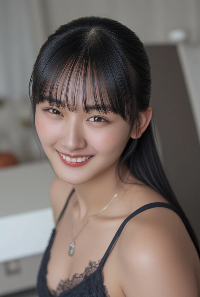 A 16-year-old high school girl who is as cute as an idol, Young face,Smiling Kindly,High School Uniformlive、The uniform is designed to reveal cleavage、High , Full body portrait, Natural light, Accurate, Anatomically correct, Textured skin, front lighting, f/1.0mm, fujifilm G FX 50R, Regina Display, Super Detail, Attention to detail, high quality, 最high quality, High resolution, Real、realism、Raw photo、Genuine、masterpiece、1080p, hard disk, 4K, 8k, Guitar Heroine, Let's Rock, High school solo singer,live
