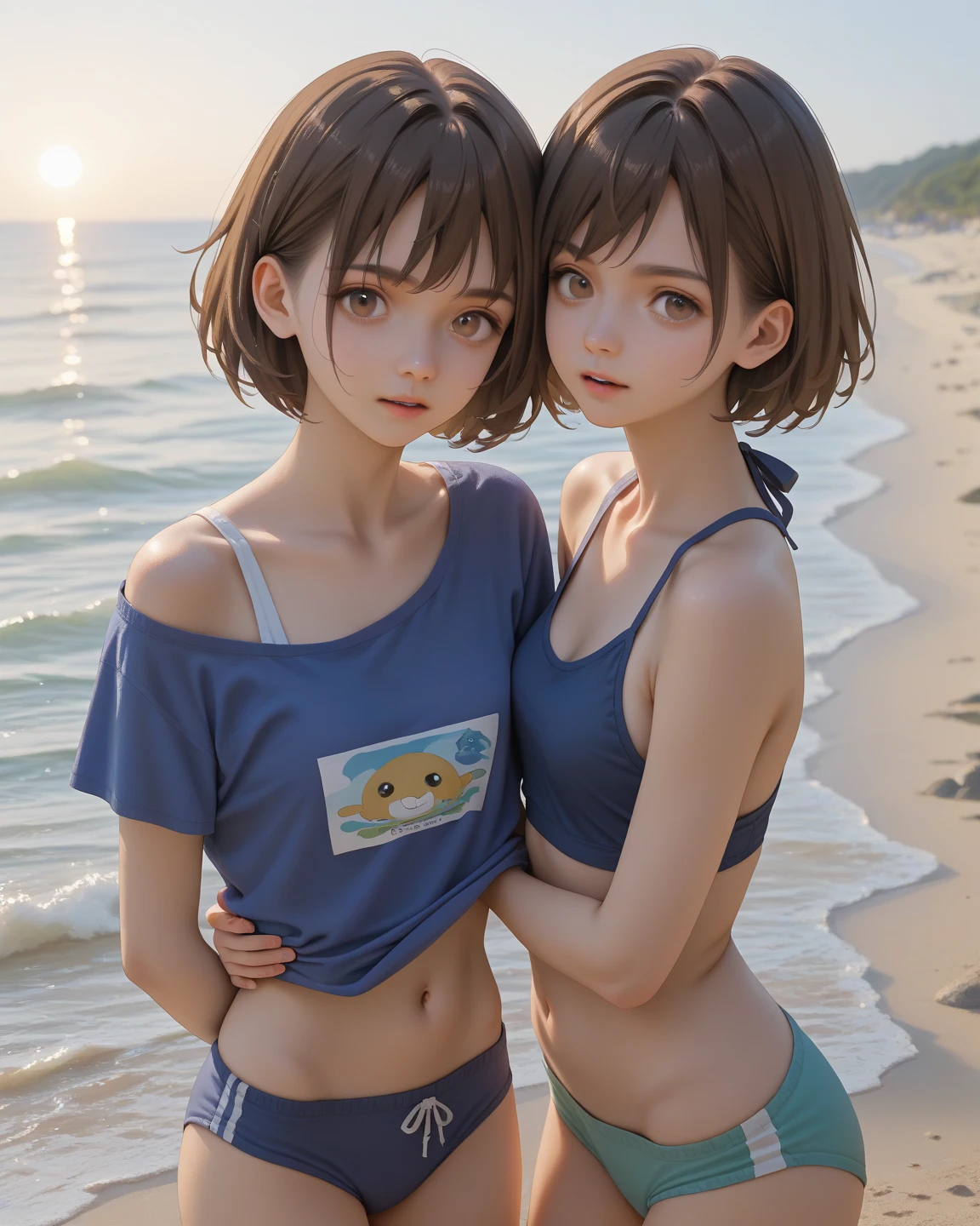 Two Japan girls in bikinis posing sensually on the beach in midsummer, sweaty 4k, pubic hair, areock, ass, (((2 l Japan girtraddling a young man: 1.4))), sweaty 4k, (loli girl eating bas: 1.0), short hair, baby face, smile, laugh, open mouth, open mouth, (translucent body, smooth translucent white skin: 1.6),, Otpipe Lo Potion, Lolita Japan, Little ging in the seah, Sensual pose, legs wide open, smile, sexy loli Japan model, loli Japan modelute bi, two loli Japan s, realistic young gravure idol, cuore, wet swimsuit, Japan model, loli japan girl, young and cute gravure idol, tight bi, sling bikini, Swimsuit, Young Sensual Gravure Idol, Loli Japan Bikini Model, (Shallow Focus: 1.4), (Sharp Focu.4), ((Girl's Areola, Transparent Nipple Silhouette: 1.6)), ((Girl's pubic hubic Hair Ultra Detalear Silhouette: 1.6)), ((A girl has her breasts grabbed by a boy: 1.6)), (Girl with open vaginal opening:1.6)