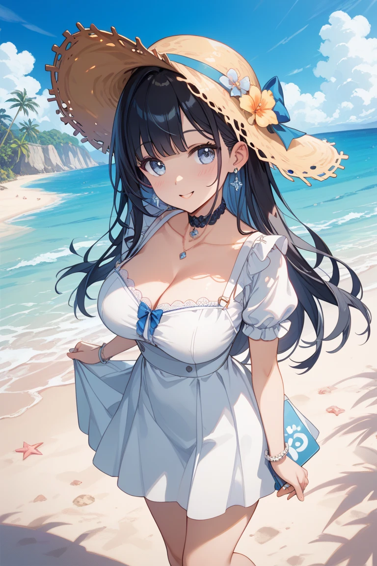 great masterpiece、hight resolution、1girl in、((summer clothing))、Colossal tits