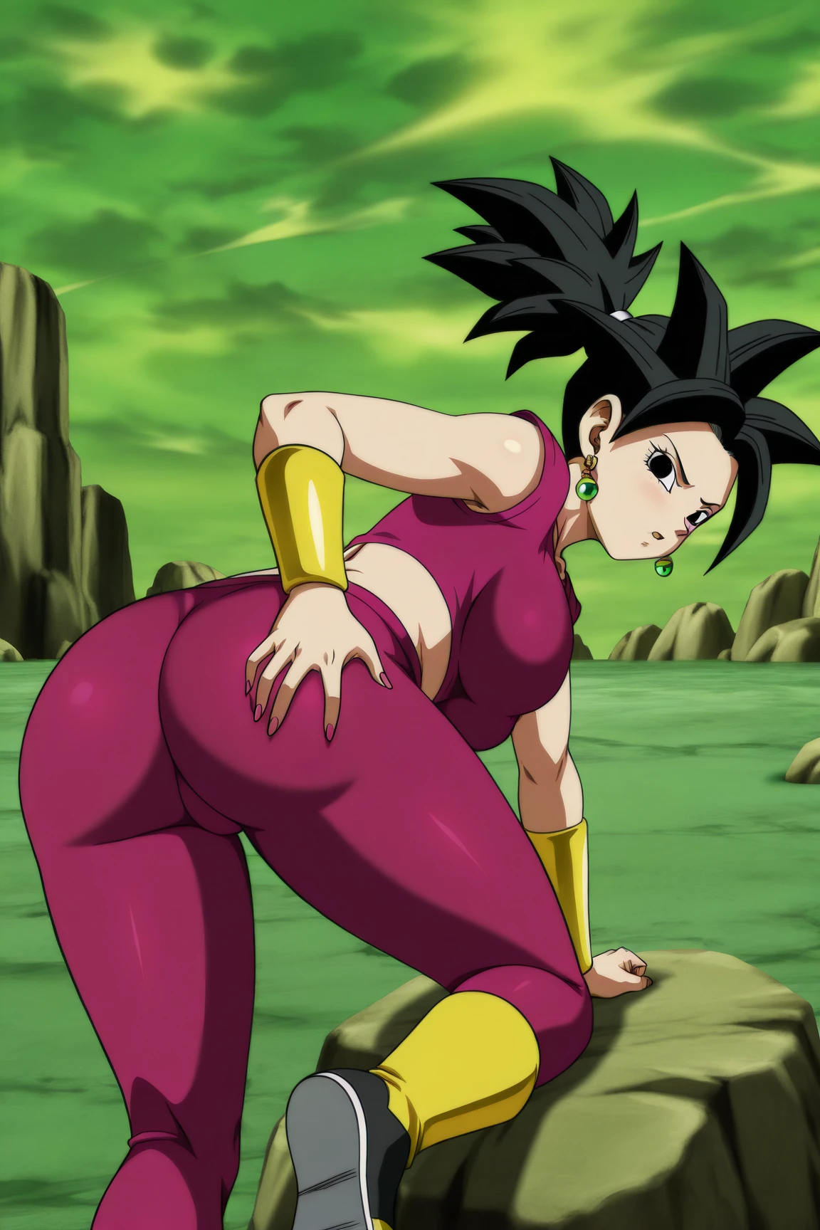 source_anime, score_9, score_8_up, score_7_up, anime screencap,
kefladb, breasts, looking at viewer, red crop top, black hair, navel, potara earrings, upper body, short sleeves, red tight pants, teeth, midriff, black eyes, crop top, spiked hair, clenched teeth, short sleeves, angry, bracer, eyebrows, eyelashes, no pupils, v-shaped eyebrows, yellow armwear,
blue sky, outdoors, field, sunlight, anal sex, cum, cum in ass, cumming, eyes rolling back, torn clothes, pussy, penis, full nelson, squinting, open eyes, moaning, drooling, dominated, head down, holding head,