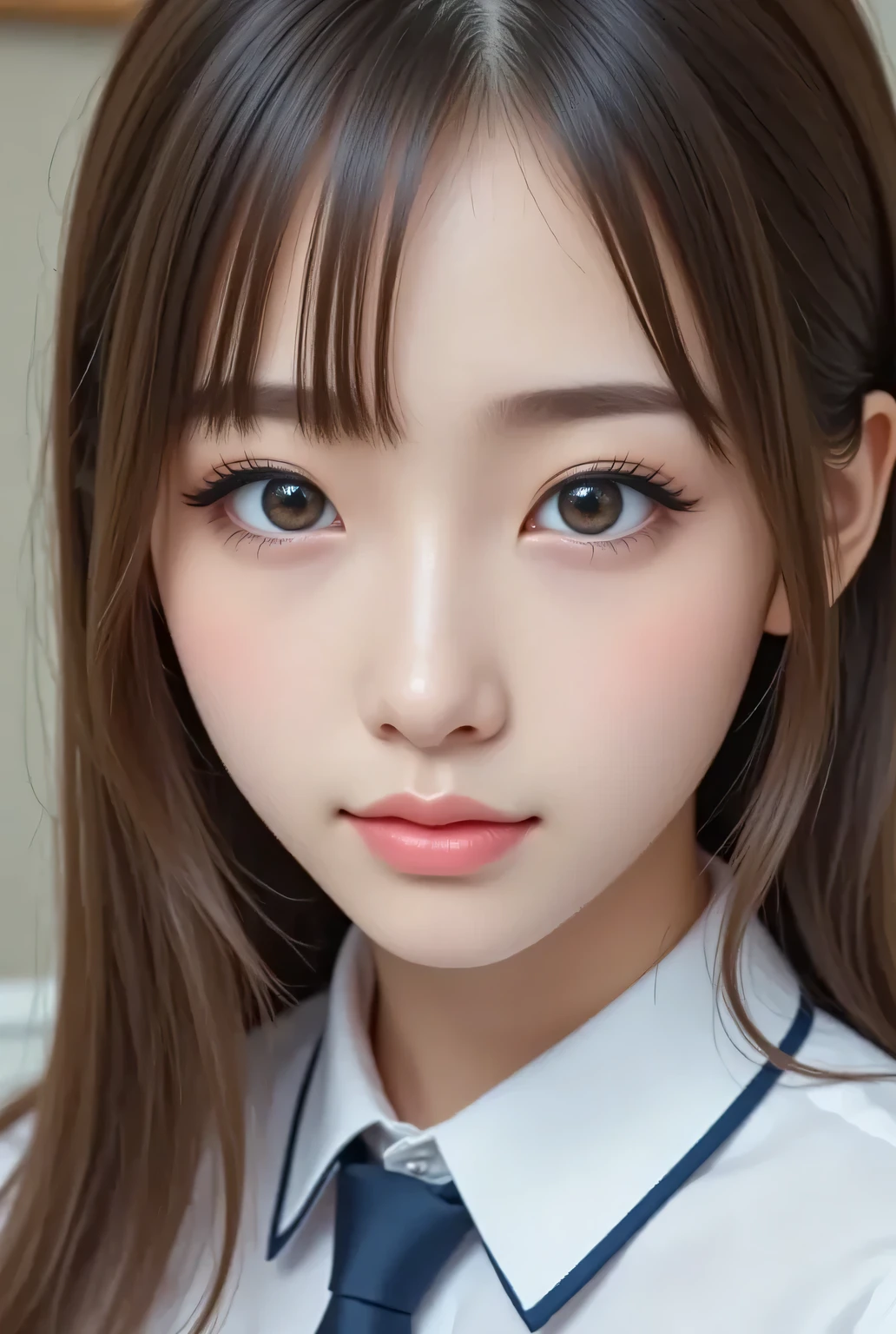 masterpiece , high quality, super detail, super high image quality, 8k,16k,32K, 最high quality , Detailed Faces, Detailed brown eyes, well-groomed eyebrows,18 year old girl,cute face, Bangs,straight hair,bangs ,Half Smile , Outdoors,Viewer