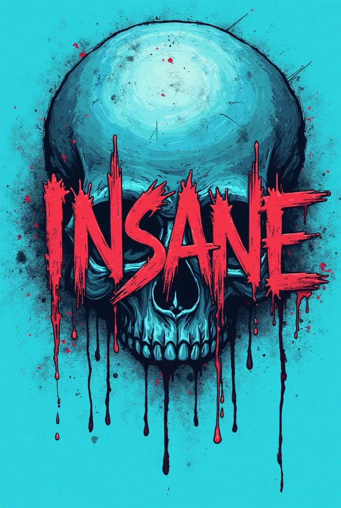 graffiti style: background: color blue/light blue. text INSANE. Color Text: ikaw na bahala basta bagay sa background. details: Add skulls and everything make it intimidating and cool please make it simple please