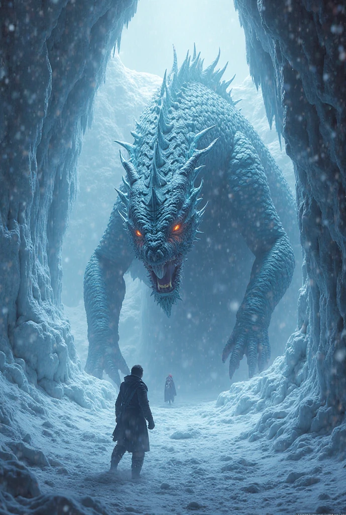 (extreme long shot), BREAK, A frost dragon with (2 wings) in an ice cave, ((((ice pillars in the foreground, dragon partially hidden by ice)))), BREAK, mystical creature, realistic, ultra detailed, masterpiece, dynamic pose, moonlit through the ice,