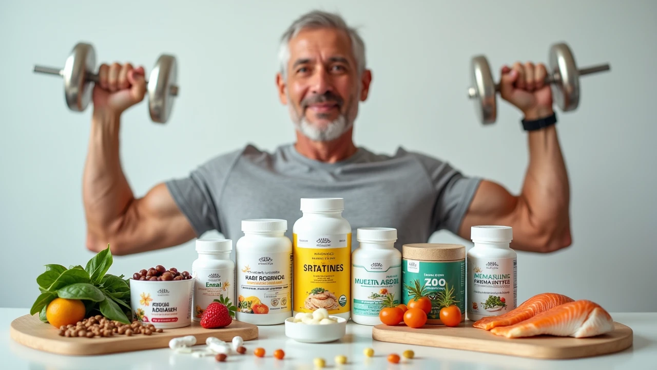 , Woman and man in fitness clothes with vitamins in their hands.