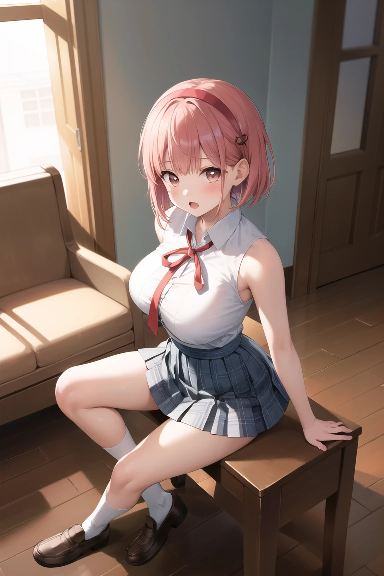 (masterpiece:1.5),(Extremely accurate details:1.5),Ultra-high resolution,Highly detailed CG Unity 8k wallpaper,spread legs,show while
panties,(Realistic,Photorealistic,超Realistic:1.5),(curve,model,Glamour:1.5),Beautiful breasts,color_aberration,Beautiful and delicate shadows,Beautiful Eyes,Beautiful body,spread legs,(Beautiful white panties:1.5)、Beautiful Skin,Beautiful Hands,(Beautiful anime eyes:1.4),(short hair:1.4),Anime girl in a red uniform sitting on the floor,(favorite pink skirt:1.4),(Black knee socks:1.4), Portrait Anime Astronaut Girl, Enchanting anime girl,Female Action Anime Girl, Smooth anime CG art, anime girl of the future