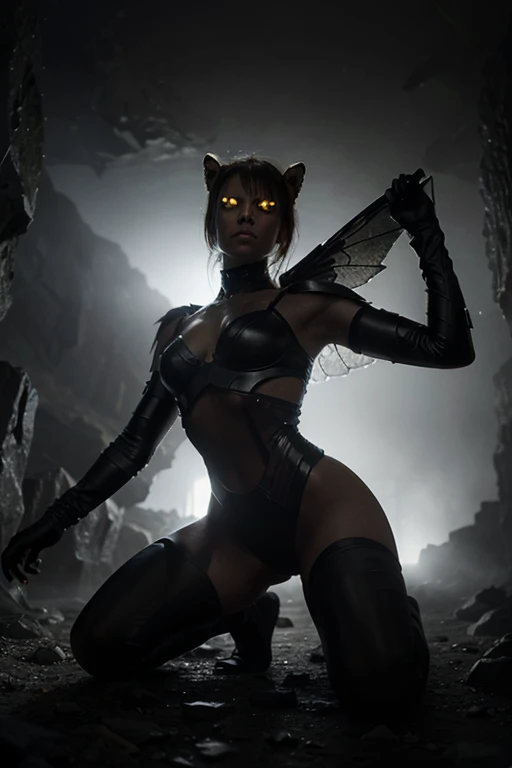 Felicia a sensual and seductive cat-girl goddess,beautiful detailed eyes,beautiful detailed lips,extremely detailed face and body,large breasts,wide hips,full body portrait,alluring gaze,provocative pose,photo-realistic,cinematic lighting,dramatic shadows,vibrant colors,fantasy art