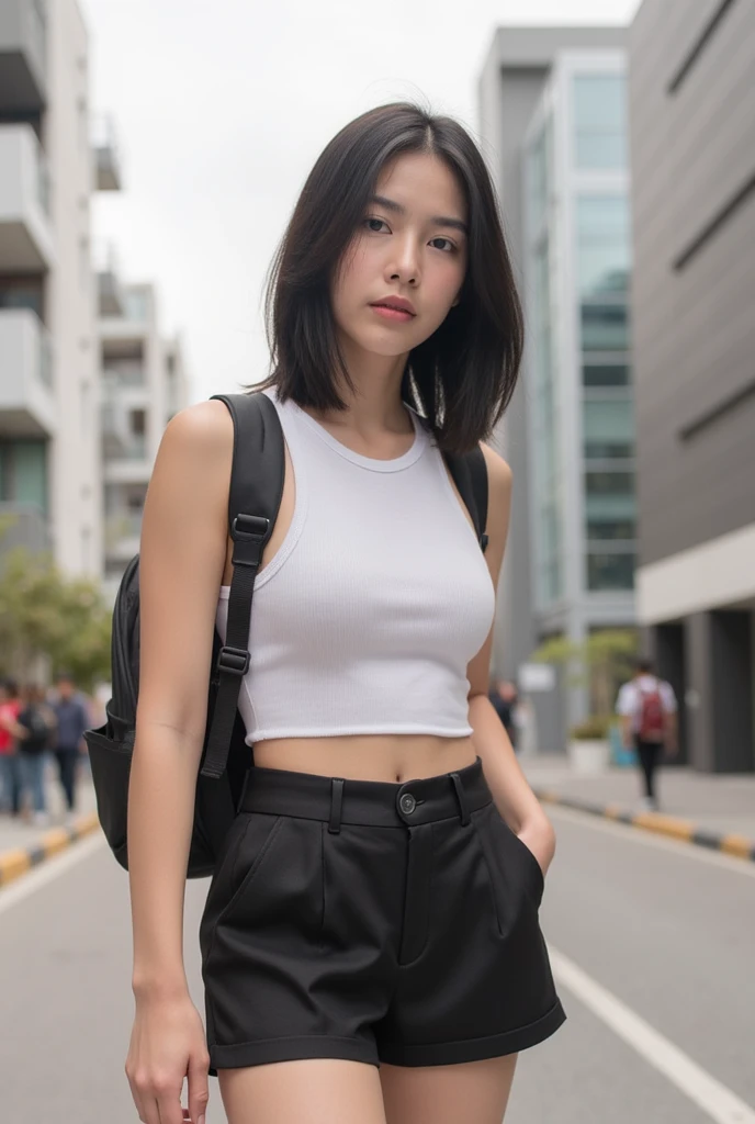 1girl in, 30 years old, Square face, Long hair, Looking at viewer, jewelry, Reality, Sexy, Short skirt outfit, , sports background, free pose