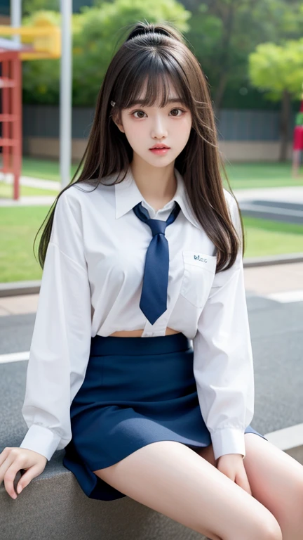 (masterpiece, highest quality:1.2), 8k, 15 years, 85mm, Official Art, RAW Photos, Absurd、((small, Vacant Japanese-style room:1.4))、Pretty face, close, ((Cowboy Shot:1.4))、Beautiful girl with straight medium long hair,(((High School Girl Uniform 1.4)))、(((White short sleeve low cut button front shirt、Dark blue ribbon)))、((Ultra micro mini dark blue pleated skirt)) Squeeze the waist, Thighs, Short sleeve, Model pose、View your viewers, No makeup, (smile:0.4), Film Grain, chromatic aberration, Sharp focus, Face Light, Bright lighting, , Detailed face, Bokeh Background,