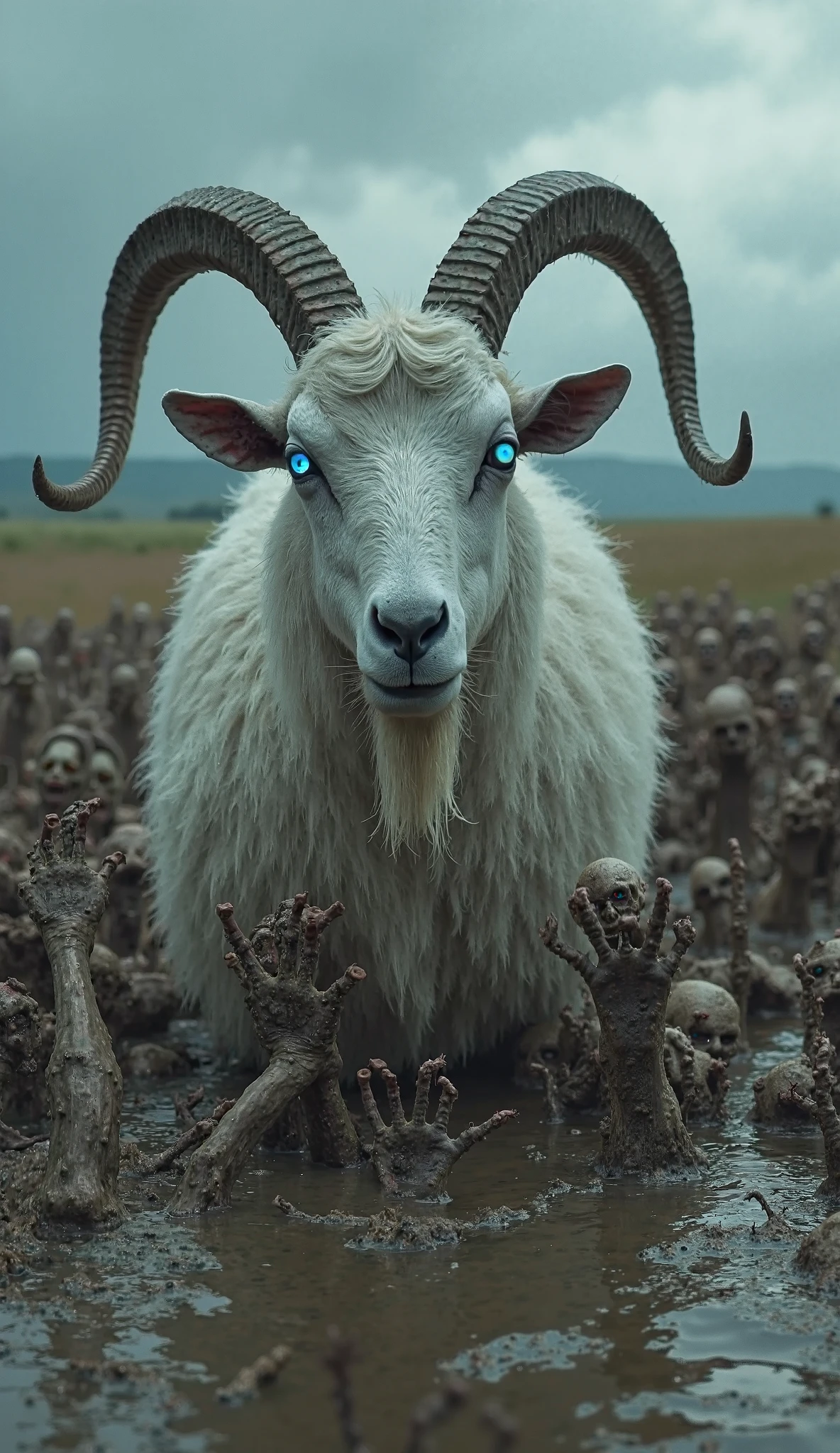 carneiro arafiado com um chifre longo parado em um campo, frank dillane as a satyr, satyr, ele tem pernas de homem-bode, human lamb hybrid, fit male demon with white horns, um, a demon-like creature, um, a demon-like creature, ainda de um filme de fantasia, Monstro de cabra mutante rugindo, Ainda de um filme de Ridley Scott