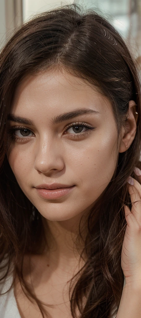 Lens: 85mm
Model: Woman, 24 years old, Brazilian
Setting: Studio
Description: I would like a high-quality headshot of a 24-year-old Colombian woman taken with an 85mm lens in a studio setting. The image should be crystal clear with flawless skin and eyes, showcasing a perfect and professional portrait.
Key Details:
Lighting: Use soft, diffused lighting to highlight the facial features without creating harsh shadows. A fill light can be used to even out the skin tone.
Expression: The model's expression should be natural and friendly, conveying a sense of confidence and well-being.
Skin: The skin should be flawless, without any blemishes, imperfections, or signs of fatigue. Makeup should be subtle and professional, enhancing the model's natural beauty.
Eyes: The eyes must be clear and vibrant, free of any redness or fatigue. Sharpness in the eyes is crucial to capture the model's expression and essence.
Image Quality: The photo must be of the highest quality, with enough resolution to allow for enlargement without losing detail. There should be no noise or unwanted blur.