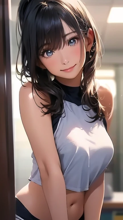 Two Girls , university student, (topless), Large Breasts, (Pull up your skirt, micro thong), Upper Body、necklace、smile, shy, Bedroom,