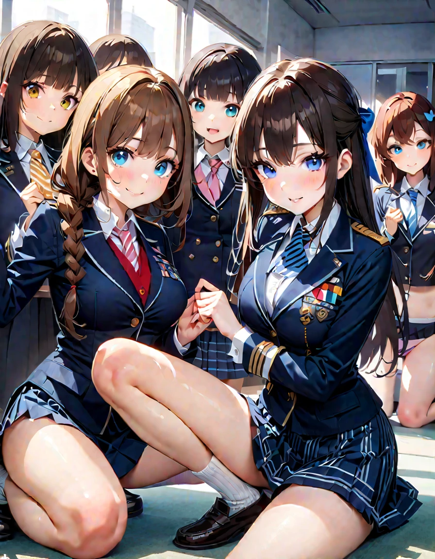 (NOD,Diesel),(five fingers)、(Straight Hair:1.5), (black over the knee boots)、(( alone、earrings, jacket over shoulder, white shirt, collared shirt,striped blue tie, white gloves, white skirt, navy blue hat, hunting cap, knee high boots, Cross lace shoes,navy blue jacket)),(Black Hair),(droopy eyes:1.5) 、(Well-proportioned )、Drunk,(tilt one's head:1.3),,(very long hair:1.5),(doe-eyed:1.1),(smile:1.5),((blush)),((Very cute expression)),((,looking at viewer:1.2)),,((Long and narrow face)),,((Small face)),(yellow eyes:1.5)、(full body)、((contrasted:1.5)),(sexy pose:1.3),((Anime painting))、(open mouth:1.1),(Drooping eyes)、、、、、、 ((best quality, masterpiece,,Highest quality、High resolution,8k,ultra-detailed face,アニメ,ultra-detailed eyes,ultra-detailed hands,ultra-detailed fingers,ultra-detailed eyes, ,ultra-detailed hair, shiny skin, Silky Pale White)),((The official look)),,(Use of strong primary colors)((Transparent Background、pop background)),(Bright lighting)(Use of bright colors)(eight-headed body)、、、、、、、nsfw,(Showing off your underwear to provoke)、nsfw、(White panties), (Panty shot),