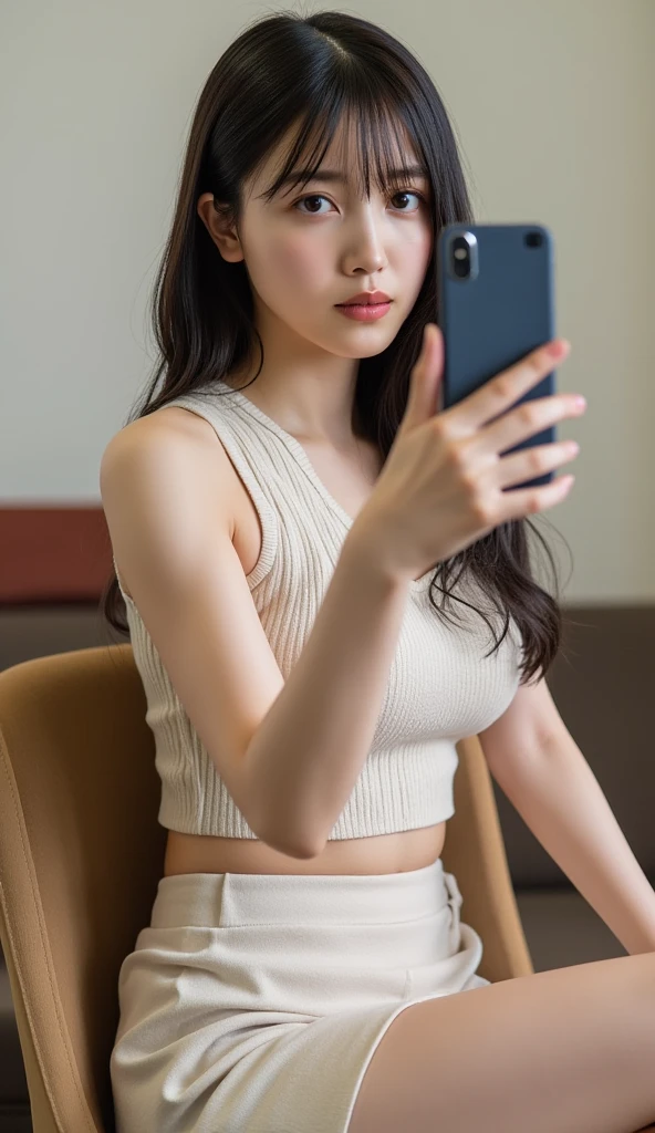 araffe woman in white dress holding a tablet computer in a room, gorgeous young korean woman, korean girl, beautiful south korean woman, beautiful young korean woman, korean woman, beautiful asian girl, beautiful asian woman, gorgeous chinese model, beautiful model girl, perfect android girl, korean women's fashion model, sexy girl, beautiful girl model, korean artist