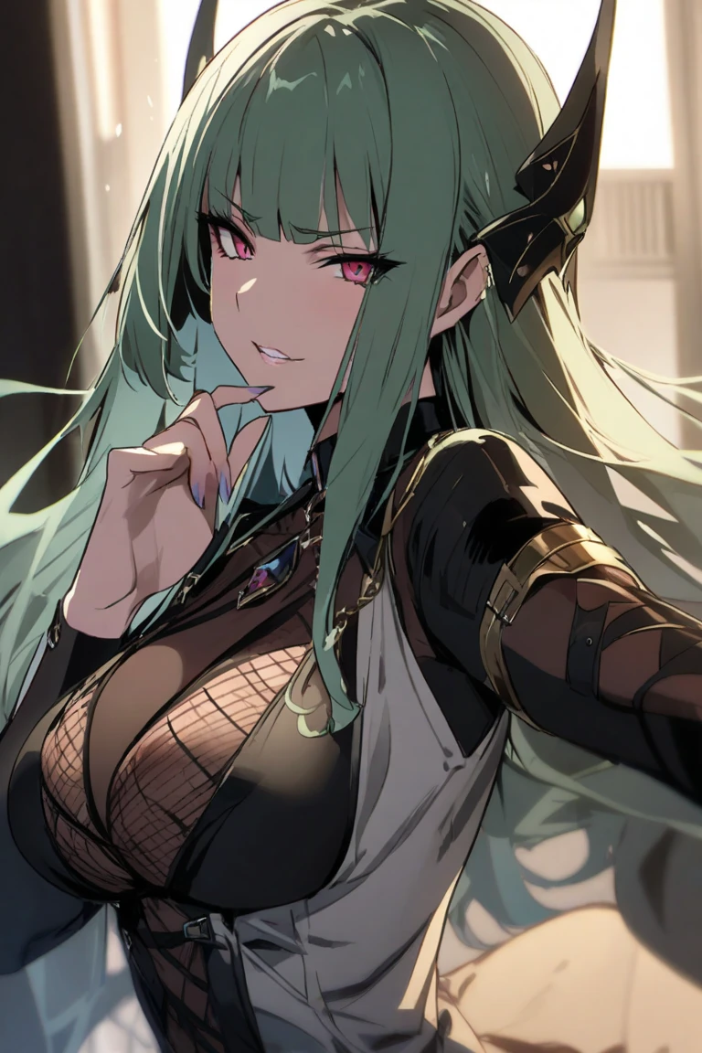 A girl with green skin