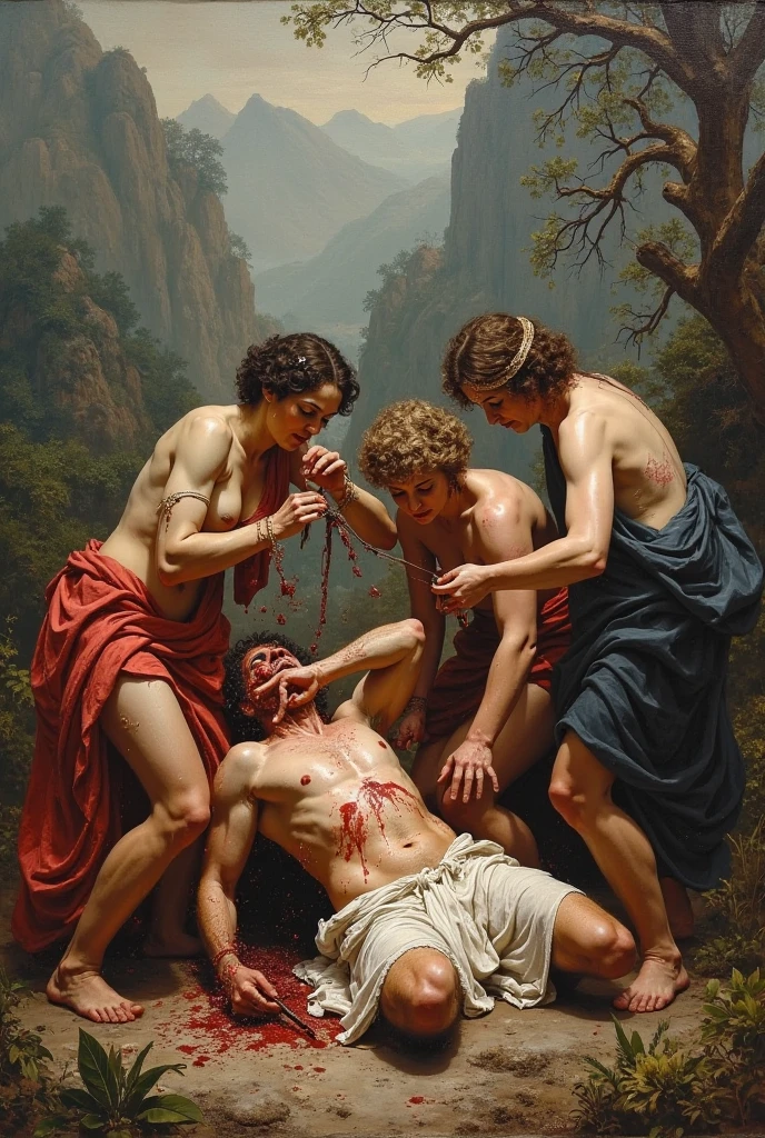 (Jesus christ getting tempted by the (devil)), nsfw,Christian art,  mythology,masterpiece ,perfect penis,