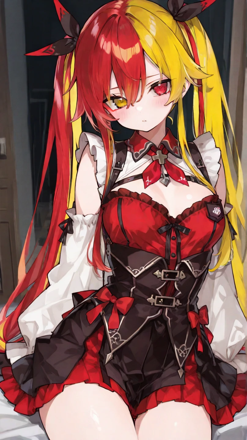arms behind back,Anime girl in red dress singing into microphone in front of an audience, Extremely detailed Artgerm, Kushatt Krenz Key Art Women, Artistic germ style, Style Artgerm, art-style, IG model | Art germ, Art germ on ArtStation Pixiv, Art germ. High detail, Art germ. anime illustration