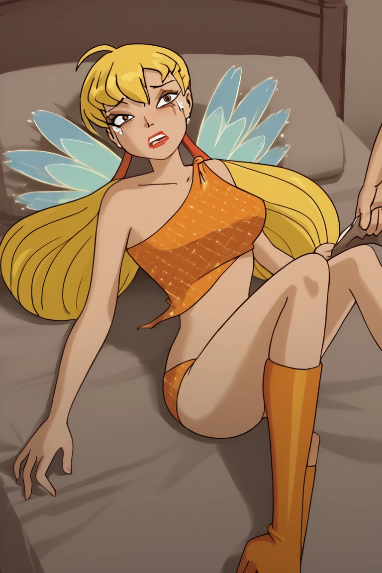 (masterpiece:1.2, Best quality), (highly detailed:1.3),1 girls, 20 years old, long hair, long legs, (white panties), white bra, sitting on the floor, legs open, playing video game, holding gamepads , smile, bare feet, bedroom, bright, warm