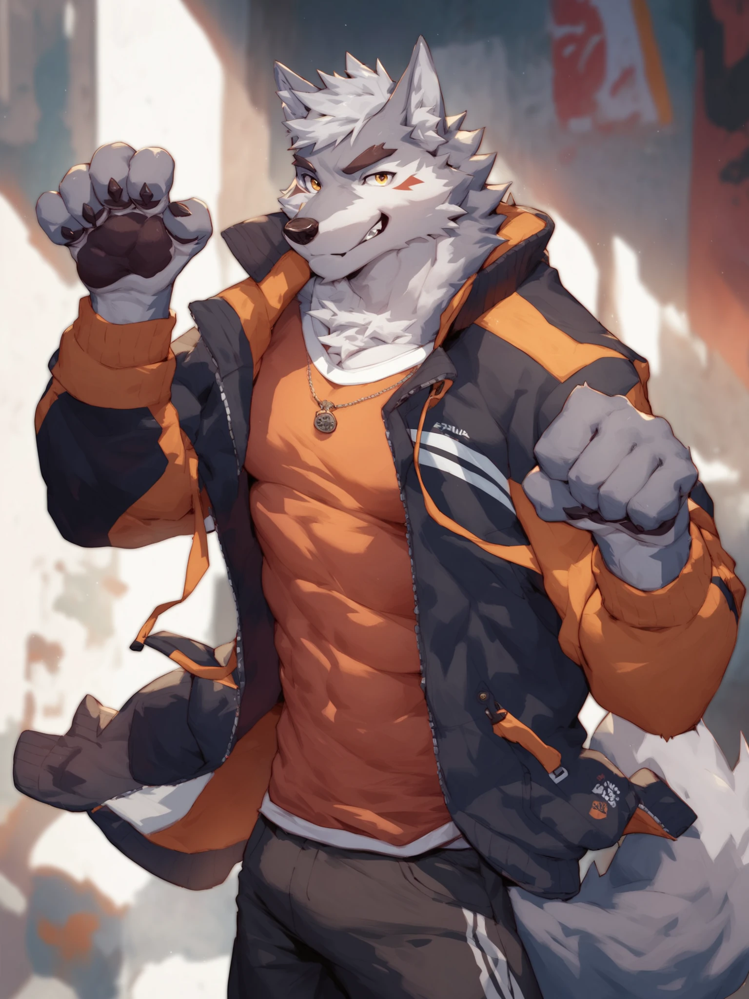 A handsome and cool bear father of a bear cub