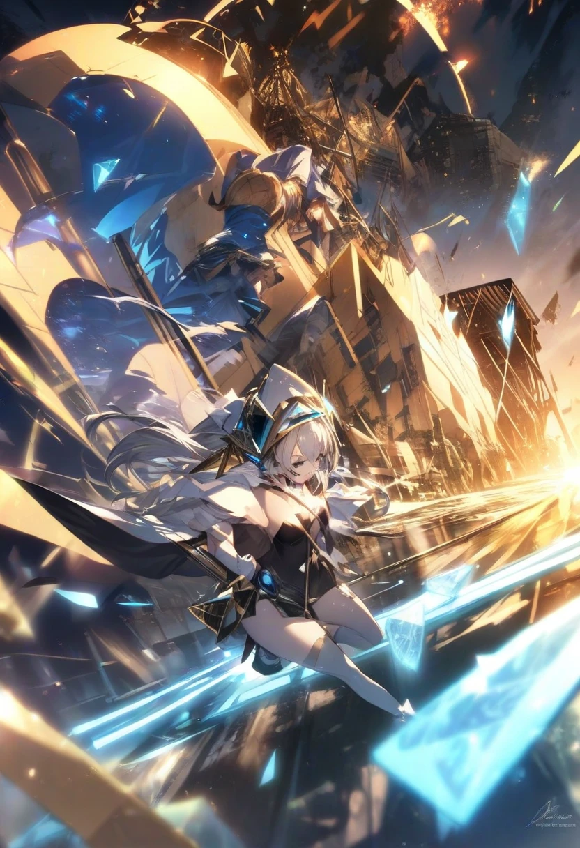 (Highest quality、High resolution、8k、masterpiece:1.2)。Her eyes were shining like stars、Curvaceous yet slender、Cleavage、squat、squat。Battle Girl、Looking down but eyes looking straight ahead。Aggressive fighting stance。Crouched down and glaring at the viewer。Using a Japanese sword as a walking stick to support one&#39;s body。1 girl、Hair that stands on end、Twin tails that rise up、Long Hair、Disheveled Hair、Hair swaying in the wind、Long-sleeved red and black floral kimono、Original Character、（background：Kyoto night、Puddles form after the rain、night、Streets bathed in the light of the bathhouse）、Long kimono sleeves、Holding a Japanese sword、Blurred background、Tattoo、Depth of written boundary。Reflection in a puddle。can、or、Use something sexy。Showing teeth。smile、sunglasses。Lift your bangs so that your forehead is visible。hair ornaments。