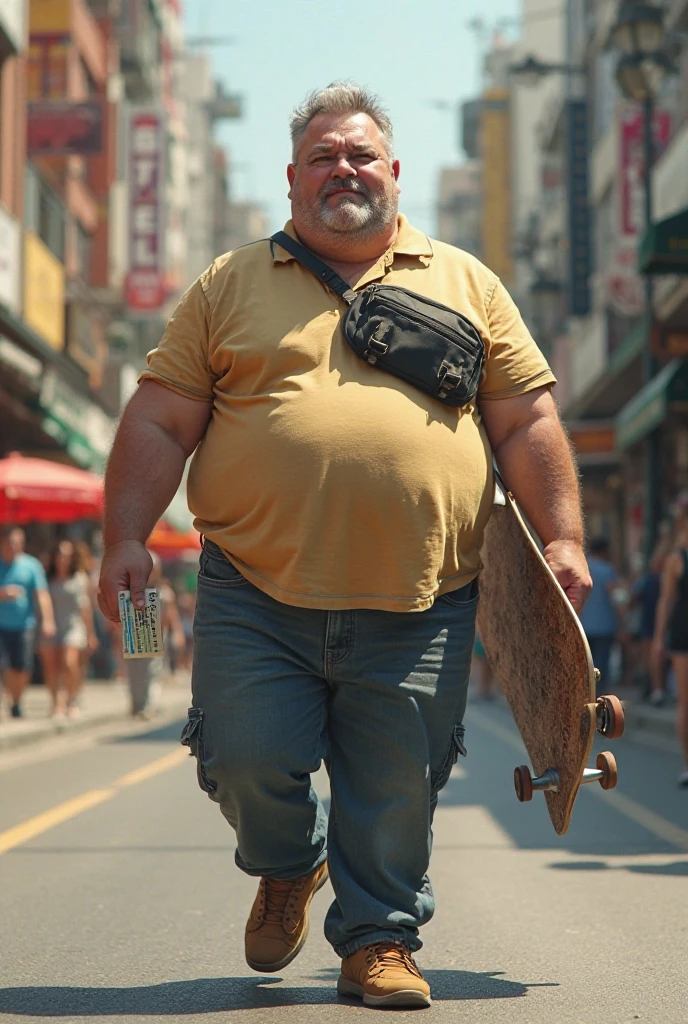 Fat gay jogger with bandana and walking stick and no sleeveless t shirt. The man should not be a midget 
