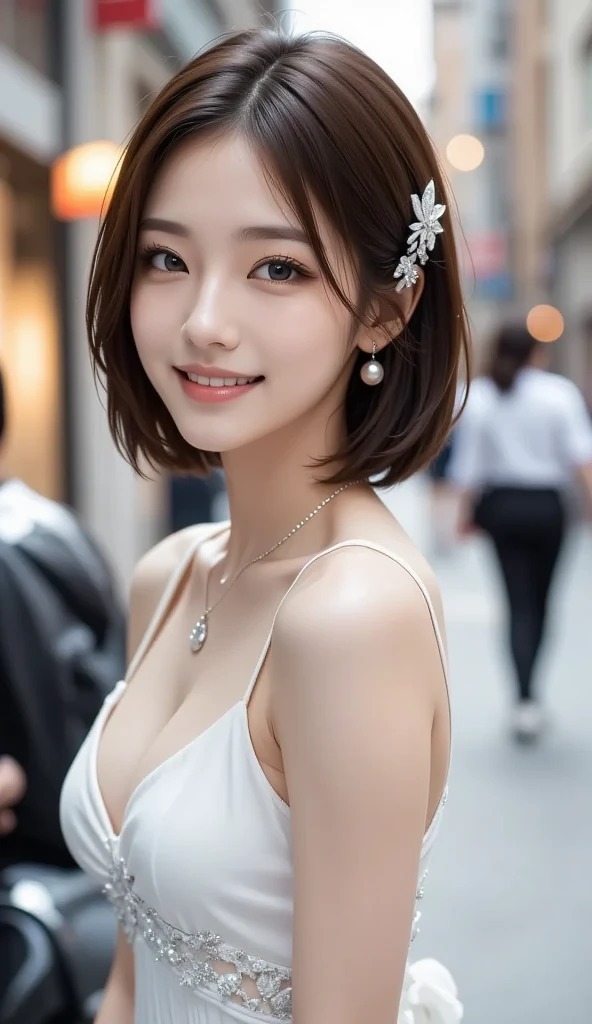((Best Quality, 8K, Masterpiece: 1.3)), 1girl, Slim Abs Beauty: 1.3, (Hairstyle Casual, Big Breasts: 1.2), Dress: 1.1, Super Fine Face, Delicate Eyes, Double Eyelids, Smile, Home