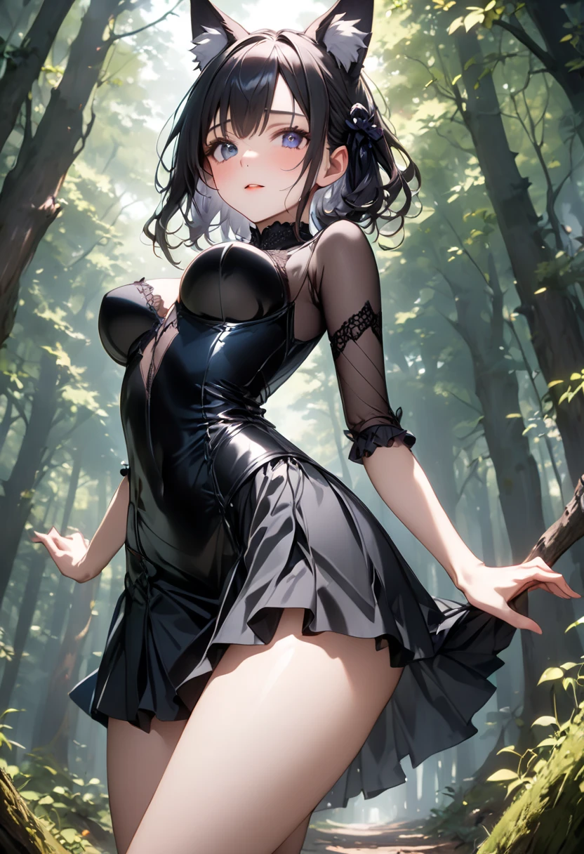 , Croped, , cleavage, slim waist, cropped hoodie underboob, cropped hoodieunderboobhoodie, 1girl, 2 wolf ears, wolf tail, marijuana crop hoodie, crop shorts, marijuana hoodie, spiky hair, spiky fur, green hair, red eyes,marijuana field, tight clothes, perfect eyes, perfect hands, clear resolution, full body, cleavage skin, marijuana plants, open hoodie, marijuana scenery, black thigh high socks, full body, earrings, 1girl, skirt, cleavage, slim waist, cleavage, slim waist, hair pulled back,
