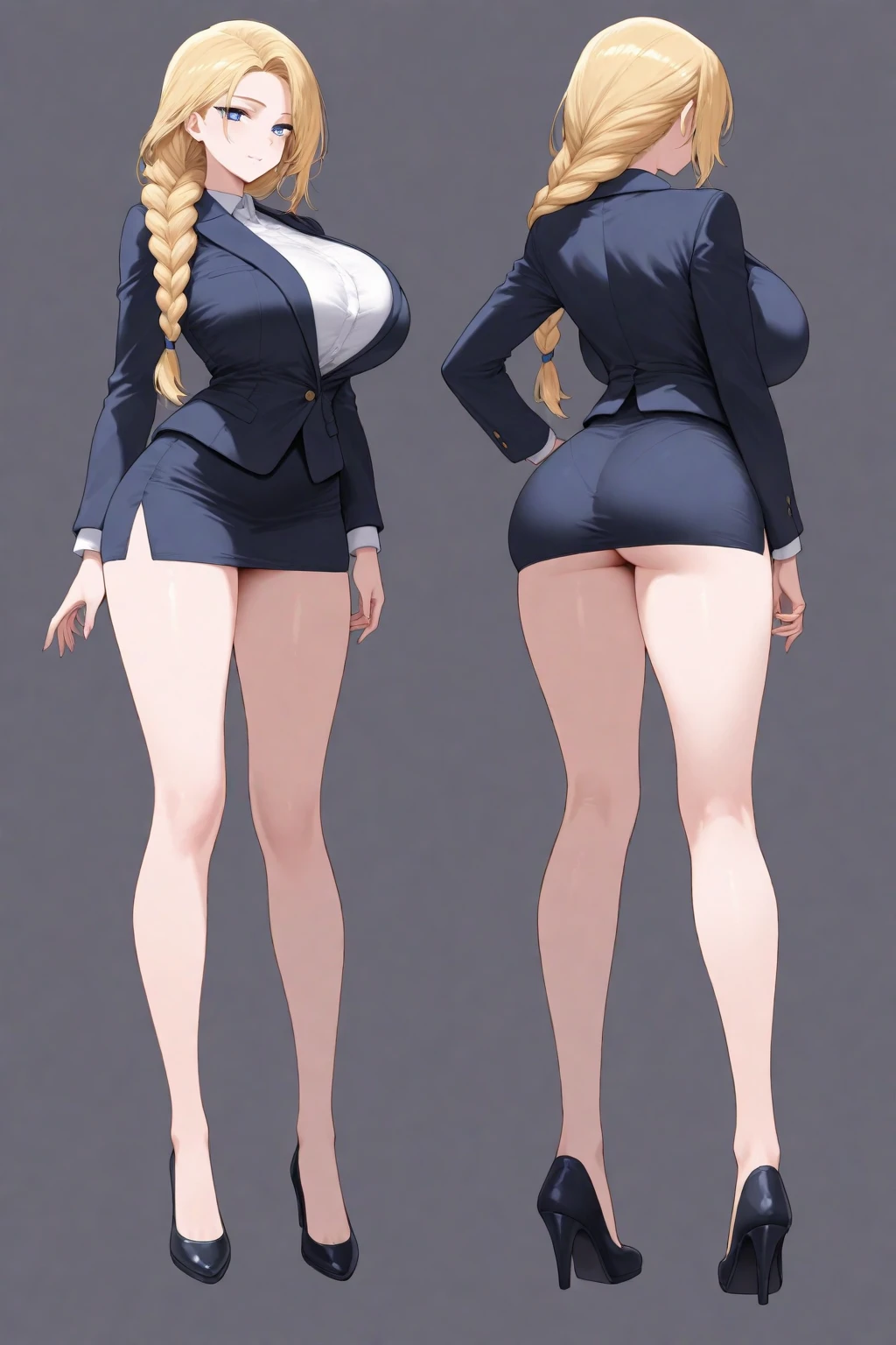 Original character sheet, short hair,Pose reference,In one pose. 8k,high quality, High resolution, 4K, hd,(Well designed face), Great face, (Very detailed), Beautiful Eyes, All images must be full body, A total of 3 images are required, Front view, Use manga style, All photos must be of the same girl, All sizes required,Office Lady,suit,8k,high quality, High resolution, 4K, hd,(Well designed face), Great face, (Very detailed), Beautiful Eyes, All images must be full body,,Thick thighs, You must write the whole body, You must write the whole body,

