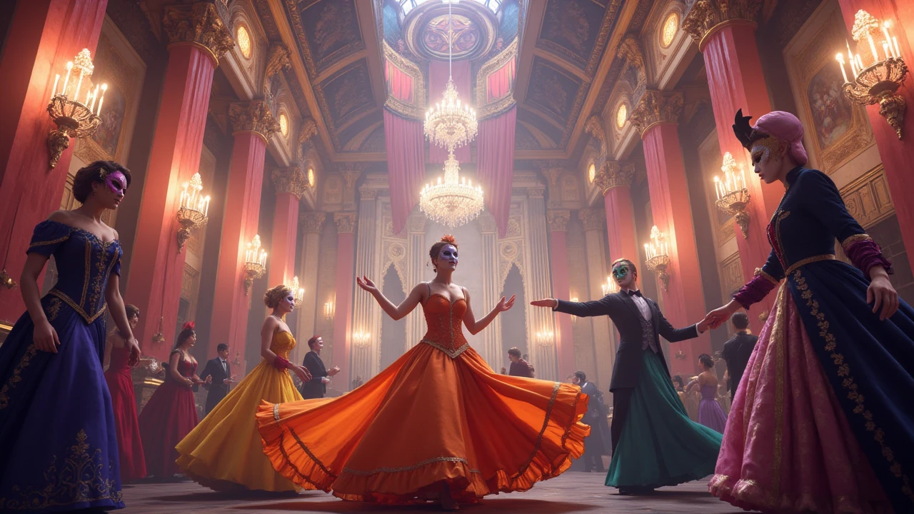 dance steps in the sequence, com personagens em perspectiva