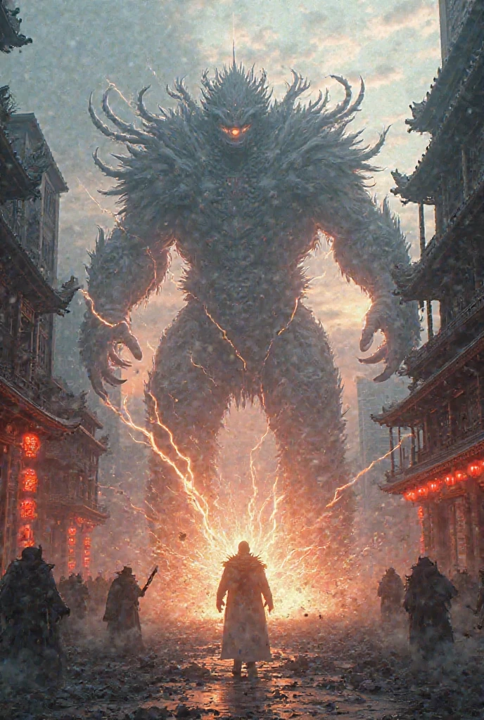 Create a digital artwork of a fearsome Asura emerging from the shadows of an ancient Indian temple. The Asura should be depicted as a towering, menacing figure with multiple heads, fierce eyes, and a dark, malevolent aura. Its body should be imposing and fearsome, conveying a sense of immense power and evil.
The setting should be an ancient temple in a state of ruin, with crumbling pillars, faded carvings, and overgrown vegetation. The atmosphere should be dark and foreboding, with minimal, eerie lighting casting long, dramatic shadows. Incorporate elements such as broken statues, scattered relics, and ancient symbols to enhance the sense of decay and abandonment.
The Asura’s presence should dominate the scene, with its terrifying features highlighted by the sparse, flickering light. The interplay of light and shadow should accentuate its fearsome appearance and the surrounding temple’s dilapidated state.
Focus on hyper-detailed textures for both the Asura and the temple ruins, capturing the intricate details of the Asura’s monstrous form and the weathered, decayed features of the temple. Render the scene in super-realistic, high-resolution detail to fully convey the horror and intensity of the setting. strong contrast, high level of detail, best quality, masterpiece, extremely high-resolution details, photographic, realism pushed to extreme, fine texture, incredibly lifelike