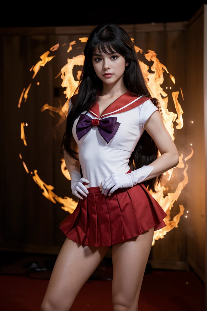 masterpiece, full: 1.5, stand, 8K, 3d, Realistic, Ultra-microphotography, Highest quality, Super Detail CG Unity 8K Wallpaper, From below, Intricate details, (1 female), 18-year-old, Shiny crimson plated mini skirt: 1.4,(Same 1, tiara, Sailor Warrior Uniforms, White gloves, Red Sailor Collar, Red Skirt, Sailor Warrior Uniforms: 1.2, Sailor Mars: 1.2, Meishaon), Incredibly long and straight purple-black hair: 1.2, Beautiful straight long hair shines: 1.2, Sailor Warrior Uniforms, ((A very large purple ribbon in the center of the chest: 1.4, 額に金色のtiara: 1.5, Red gloves on elbows: 1.1, Shiny crimson color with luxurious gold decoration: Enamel Long Knee High Boots: 1.3, Deep crimson collar, Deep crimson sailor collar, Long white latex gloves with luxurious gold embellishments: 1.3, A very large red ribbon on the back of the waist: 1.1, Red choker, Cleavage looks sexy bold and big, Red star earrings)), SMMars
Very long hair, Parted bangs,(Captivating smile, Very cute face, Facial details: 1.5, Bright purple eyes, Beautiful Face, Beautiful Eyes, Shining Eyes, Thin lips: 1.3, Thin, sharp, pale eyebrows, Long, black eyelashes, Double eyelashes), Luxury gold jewelry, Huge white wings, Lean and muscular, Muscular Abs, Small face, Huge breasts, Perfect proportions, Narrow waist, Sexy model posing, 毛穴が目stand, Perfect hands: 1.5, (Ultra-thin, high-gloss white holographic leather), Bold and sexy sheer high leg swimsuit, Combat Stance, Octane Rendering, A very dramatic image, Strong natural light, sunlight, Exquisite lighting and shadows, Dynamic Angle, Digital SLR, Sharp focus: 1.0, Maximum clarity and sharpness, (Burning space background, Dynamic flames in the background, Burning Man: 1.2, fireball, spark, Dynamic Fire, Burning Hair, Dynamic Frame, Mars, moonlight, moon, Dynamic Background, Detailed Background)