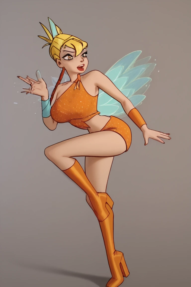 8k.4k,((Best quality, masterpiece, ultra high resolution)),((full body)),floating,by pixelsketcher, <lora:Tooth Fairy:1.1>,Tooth Fairy,human, small wings, aqua hair, crown, leotard, jewelry, necklace, thigh boots,aqua eyes,aqua footwear,(( holding wand)),crown,bent leg