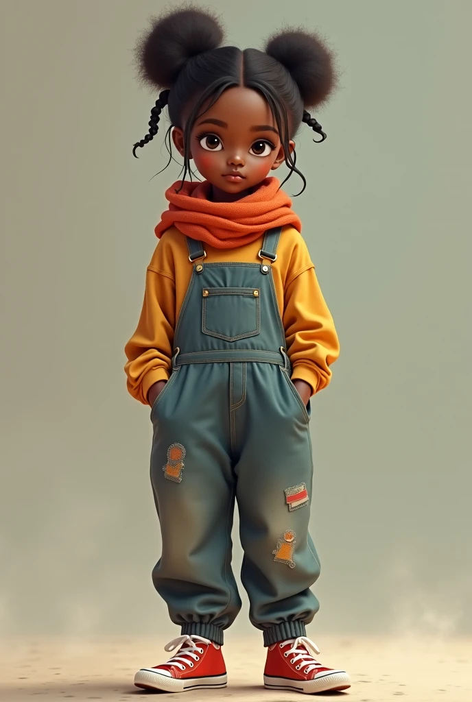 (obra-prima), (melhor qualidade), (ultra-detalhado), (corpo inteiro: 1.2) baby menina negra bonita e fofa, capuz, moletom colorido, Knitted jumpsuits, Pants, jaqueta, blusa, sorriso claro, corpo inteiro, :3, fundo tom pastel , colorido e simples.