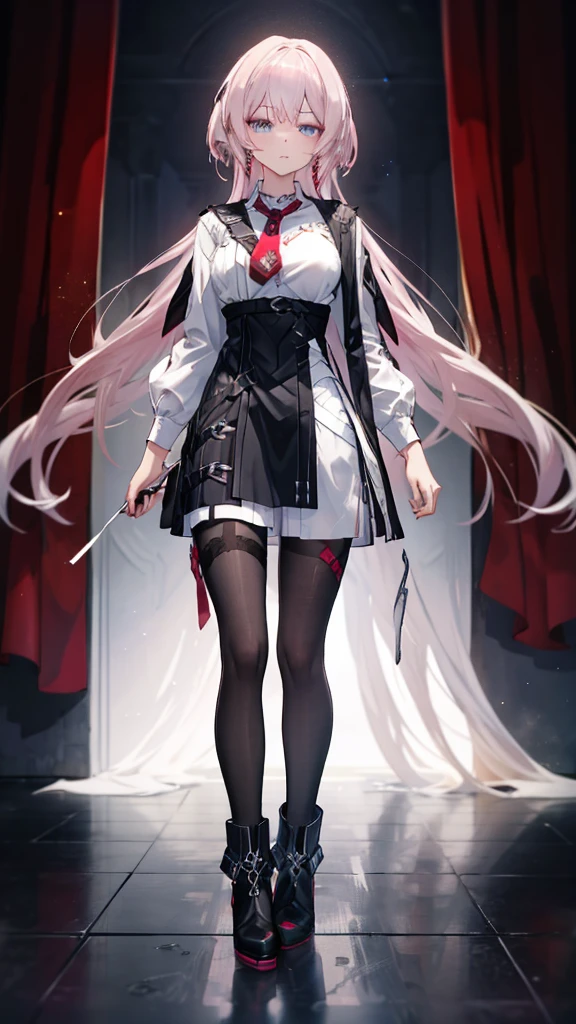 (full body:1.5)，(1girl:1.3),(looking at viewer:1.4)，(anatomy correct:1.3)，(In the paradise of the day:1.3),(Wearing Very thick Printed Pantyhose and Lolita style JK uniform printed pleated skirt and JK uniform leather shoes with bow decoration :1.3), (A high jump posture:1.3),(In pink|amarelo|blue colors|green color|red colour|white colors|black in color|purpleish color|greys|Beige|Flesh color 1.4)，,(Accurate and perfect face:1.4),(Clothing Gloss:1.25),(Skin reflection:1.25),hyper HD, Ray traching, reflective light，structurally correct, Award-Awarded, high detal, lightand shade contrast, Face lighting，cinmatic lighting, tmasterpiece, super detailing, high high quality, high detal, best qualityer, 16k，high contrast,