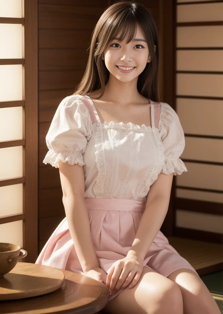 Image size 512x768、A woman in her 20s with long hair and a cute smile in 8K resolution、one piece、whole body、beautiful feet、adult woman
