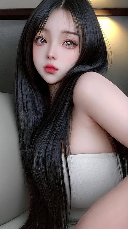 arafed asian woman with long black hair and a white top, gorgeous young korean woman, young adorable korean face, korean girl, young cute wan asian face, ulzzang, jaeyeon nam, wan adorable korean face, beautiful young korean woman, beautiful south korean woman, blackpink jennie, 19-year-old girl, 2 4 year old female model, Karina aespa, Karina
