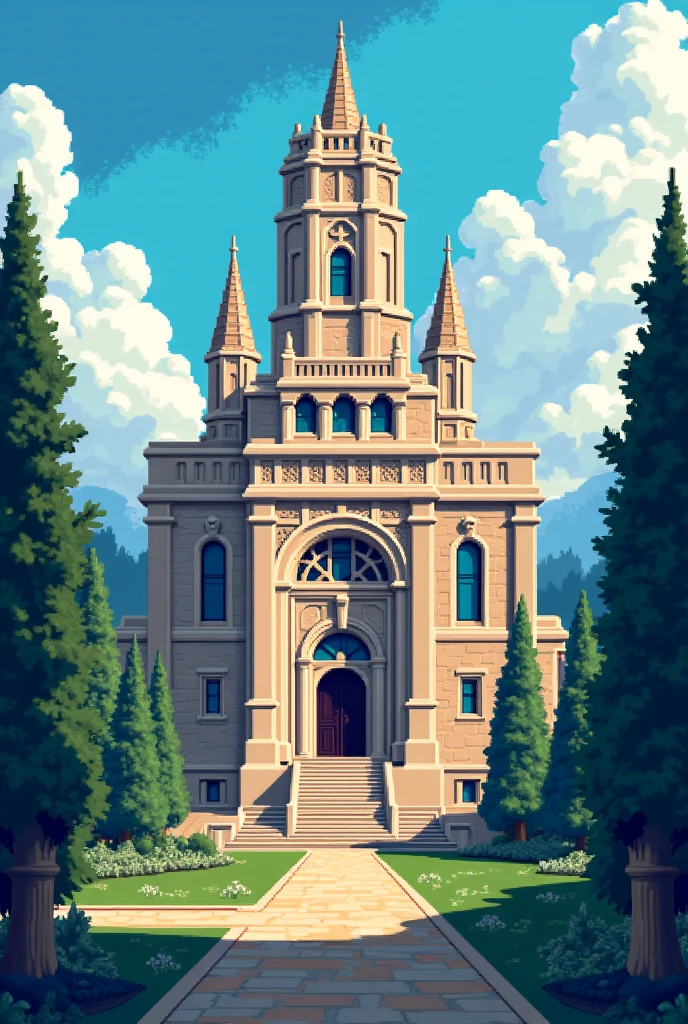 nature, (Church:1.2) , Intricate, in a Steampunk setting, Extreme Sofia in background, Realistic, cinematic lighting, fauna, <lora:Pixel_Comics:1> Pixel_Comics