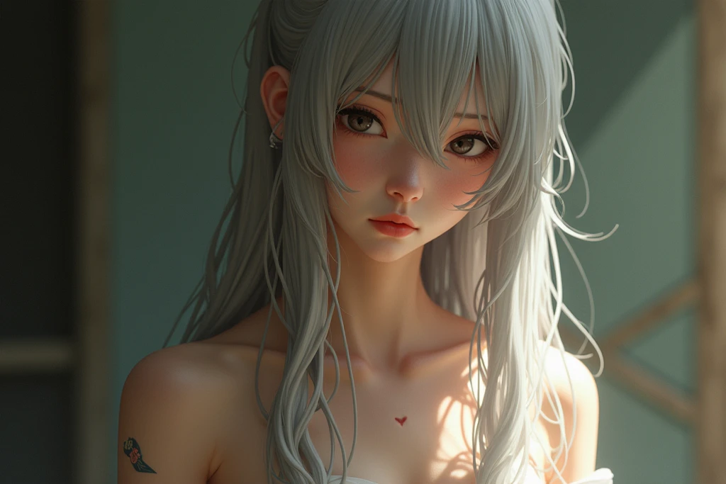 (masutepiece: 1.3), (max resolution: 1.2), (Ultra HDTV: 1.2), cinematric light, 8K resolution,
Detailed eyes and skin, detailed facial features, , (Sharp Focus: 1.2）, (Focus on Face:1.2),Perfect Style, Beautiful face, acurate, Anatomically correct, Highly detailed face and skin texture, Detailed eyes, Double eyelids, Thin eyebrows, Glitter Eyeliner: 1 Natural cheeks, Glossy skin, Fair skin: 1.2, (Glossy lips: 1.4),、 (Shy look: 1.2),Highly detailed facial and skin texture, Detailed eyes, Double eyelids, Natural cheeks, , shiny lips: 1.4,Exposed cleavage、（Sperm in the chest:1.8）（Sperm on the thighs:1.8）、Splattered sperm、Overflowing sperm、Sperm on the face、
red blush、humiliated、impatience、dismay、Frightened、glares、is crying、embarrassed from、Open knees、open one's legs、Masturbation behavior、rubbing the genitals with your own fingers,,、
White underwear、White bra、Shiny little earrings and necklaces、、Disheveled clothes、Dressing、Exposed panties、Wearing sweat、sodden、Sheer underwear、
25 years old, Neat and clean woman 、Wavy Hair、 Semi-long hair, Big, upturned breasts, Sitting on the floor,Ruins、White-silver hair、Green ash eye,(Monastic uniforms:1.5)、veils、
