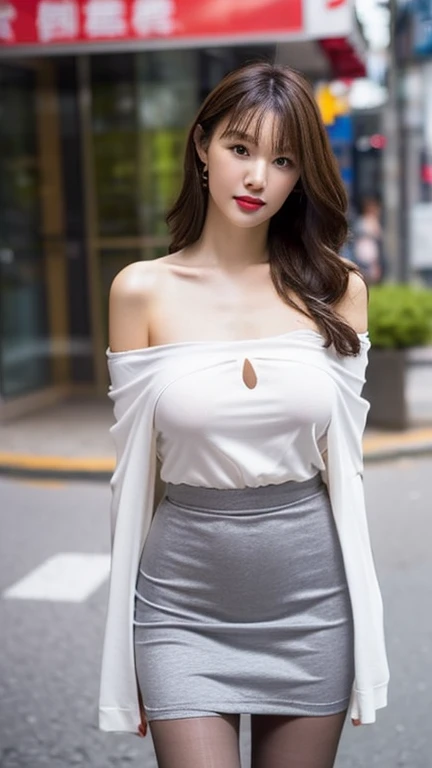 ((best qualtiy, 8k, tmasterpiece:1.3)), Focus:1.2, perfect figure beautiful woman:1.4, Cocked buttocks:1.2, ((High ponytail, Beautiful breasts:1.2)), (wetclothes:1.1) , (Rain, Street:1.3), Bandeau Dress:1.1, Highly detailed facial and skin texture, A detailed eye, 二重まぶた,Whiten skin,long whitr hair,(Keep one's mouth shut:1.3),Smile crystal necklace,