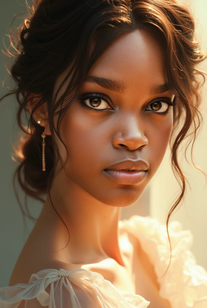 a beautiful attractive african american woman, nude skin, athletic physique, well-toned and fit body, slender, elegant form, nude skin, intricate detailed face, detailed eyes, detailed nose, detailed lips, hyper realistic, 8k, photorealistic, masterpiece, high quality, cinematic lighting, warm colors, natural lighting, natural skin tones, flawless skin, beautiful detailed skin, ethereal, serene, soft focus, delicate, graceful