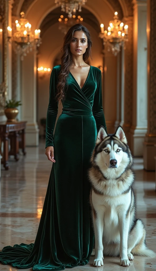 professional photograph beautiful big black and white siberian husky.