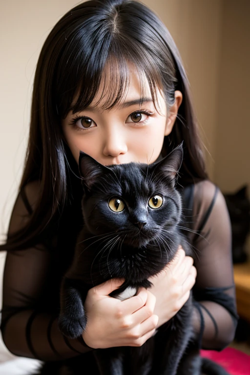 Black cat smiling